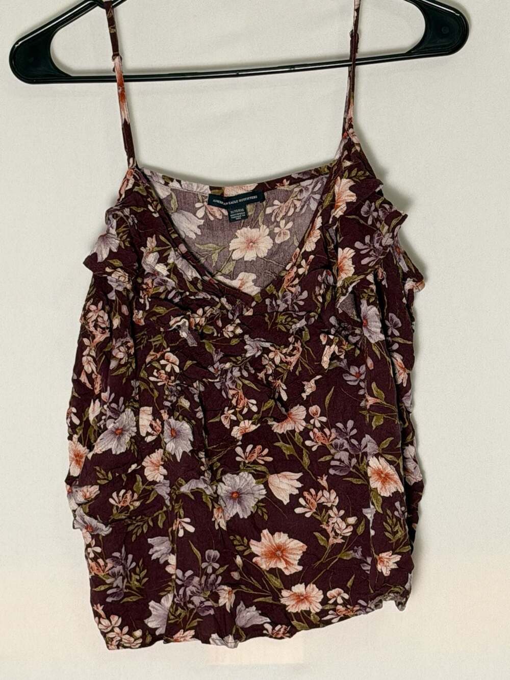 American Eagle Outfitters Tank Top Size XL Purple Floral Ruffle